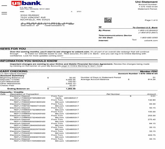European Bank Statement for Sale